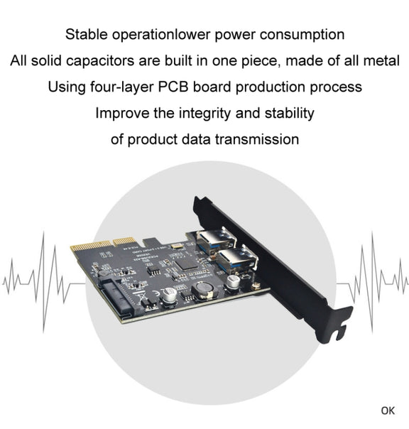 USB3.2 Expansion Card GEN2 Type-A Port ASMedia ASM3142 Transfer 10Gbps(Black)