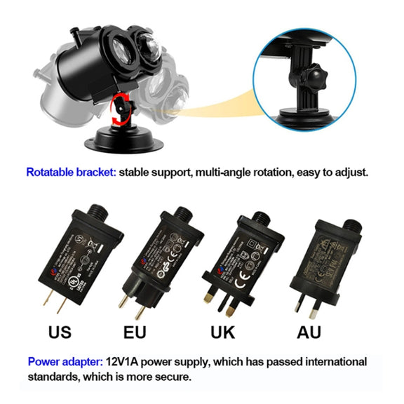12 Cards US Plug Not Easy To Fade Card Pattern 9W Double Cylinder Water Pattern Christmas Projection Light