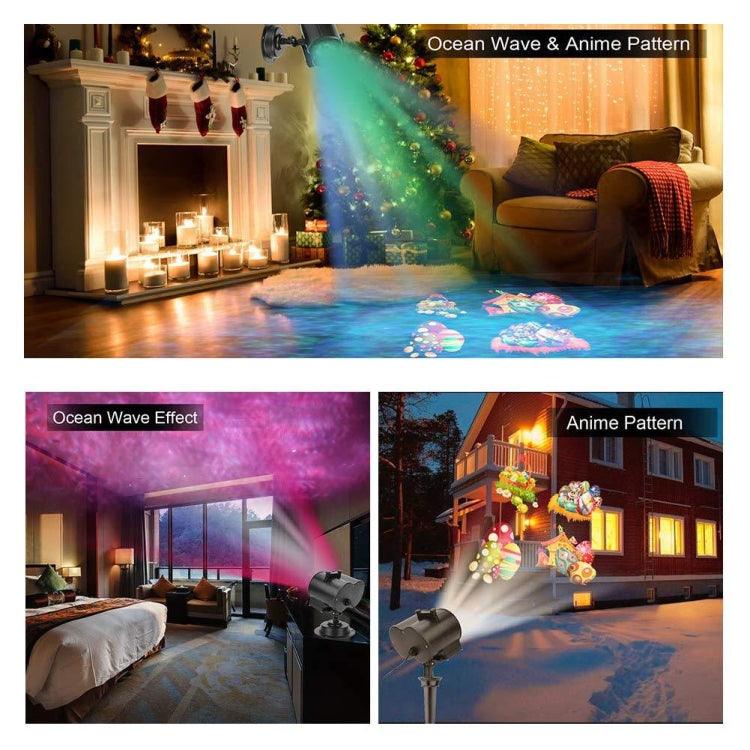 16 Cards EU Plug Not Easy To Fade Card Pattern 9W Double Cylinder Water Pattern Christmas Projection Light