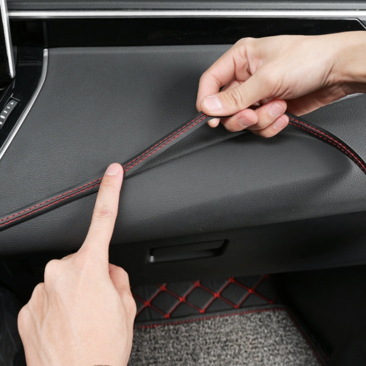 8m Car Center Console Interior Modification Leather Gap Strip(Black Red)
