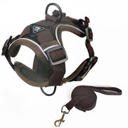Pet Vest Harness + Traction Rope Set Reflective Breathable Dog Cat Harness, Size: L(Coffee)