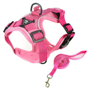 Pet Vest Harness + Traction Rope Set Reflective Breathable Dog Cat Harness, Size: XL(Pink)