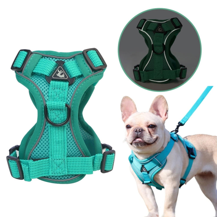 Pet Vest Harness + Traction Rope Set Reflective Breathable Dog Cat Harness, Size: L(Pink)