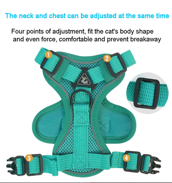 Pet Vest Harness + Traction Rope Set Reflective Breathable Dog Cat Harness, Size: L(Gray)