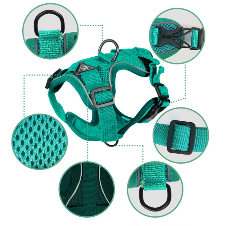 Pet Vest Harness + Traction Rope Set Reflective Breathable Dog Cat Harness, Size: M(Gray)