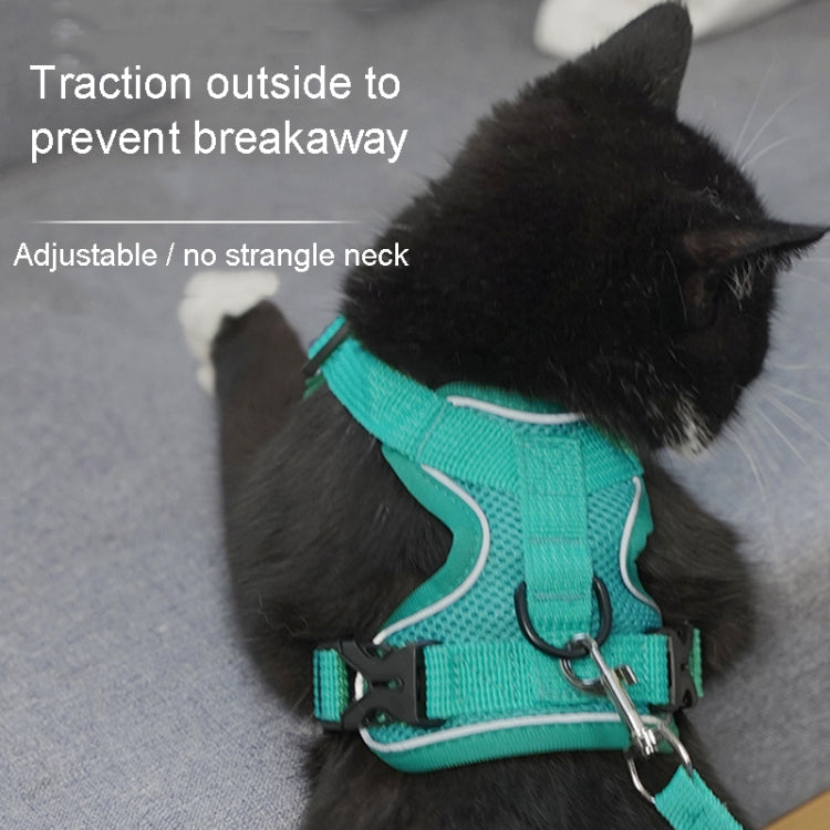 Pet Vest Harness + Traction Rope Set Reflective Breathable Dog Cat Harness, Size: S(Gray)