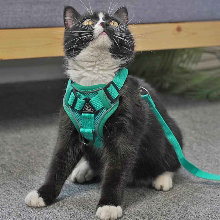 Pet Vest Harness + Traction Rope Set Reflective Breathable Dog Cat Harness, Size: M(Coffee)