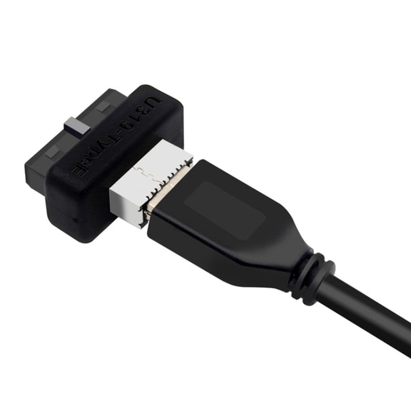 2pcs Mainboard USB3 19P/20P to TYPE-E Adapter Chassis Front TYPE-C/USB-C Plug Port(Black)