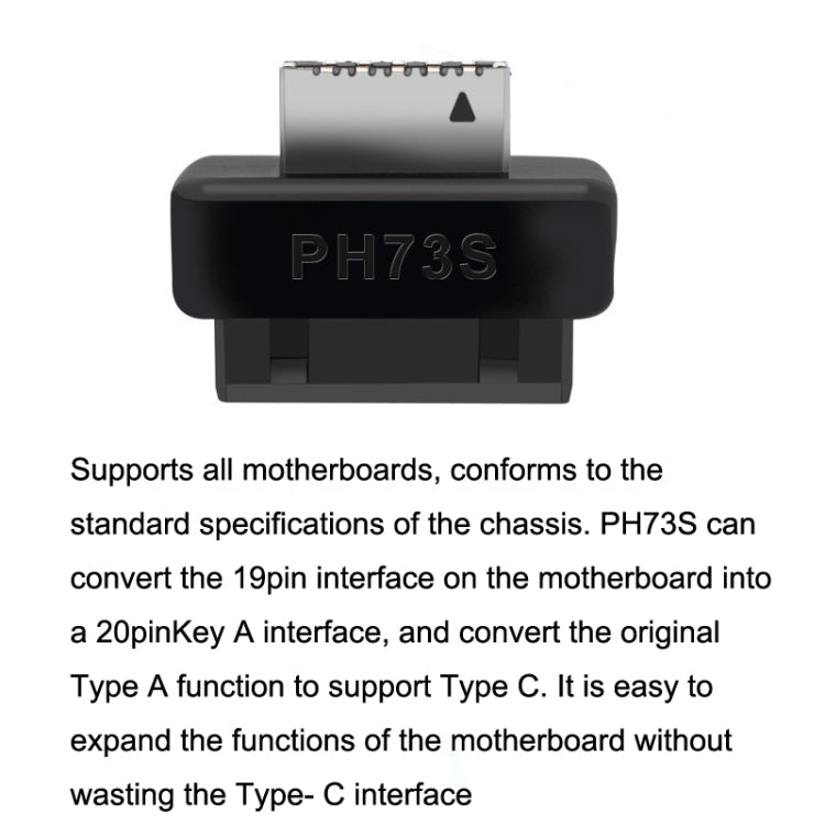 2pcs Mainboard USB3 19P/20P to TYPE-E Adapter Chassis Front TYPE-C/USB-C Plug Port(Black)