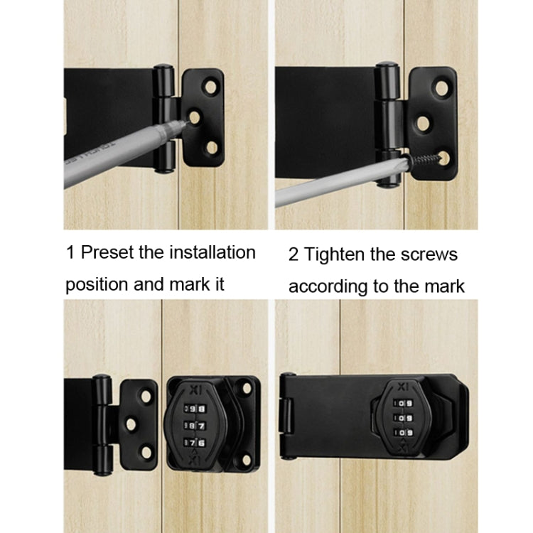 Screw Installation Cabinet Door Combination Lock Anti-Theft Drawer Lock, Style: Two Hole 3 inch Black