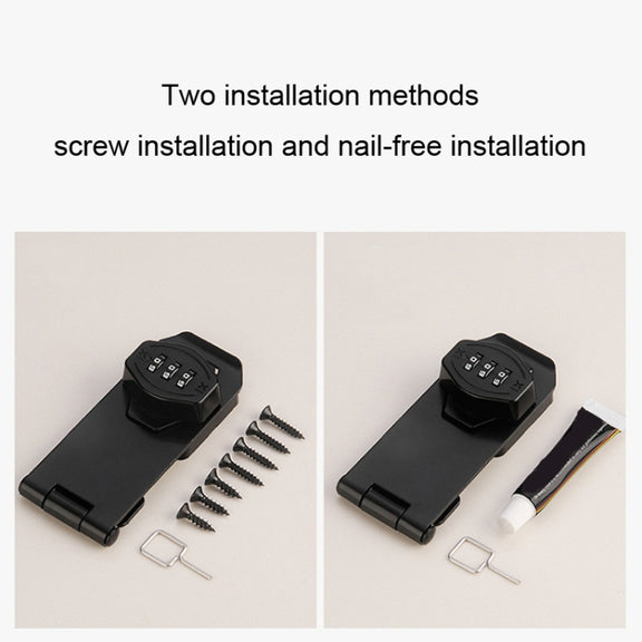 Stick Nail Dual Use Free Punch Cabinet Door Combination Lock Anti-Theft Drawer Lock, Style: Two Hole 3 inch Silver
