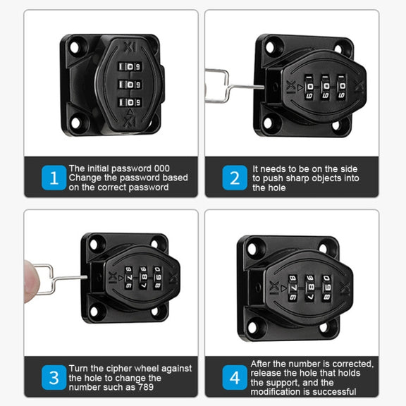 Stick Nail Dual Use Free Punch Cabinet Door Combination Lock Anti-Theft Drawer Lock, Style: Two Hole 3 inch Silver