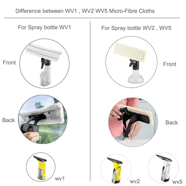 For Karcher WV1 WV2 WV5 Window Cleaner Spray Bottle Microfiber Cloth Mop(Yellow)