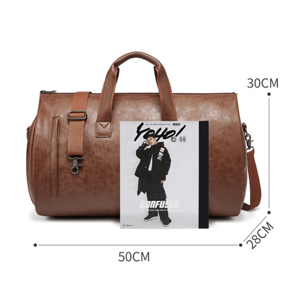 Water-resistant Travel Suit Storage Bag Large-capacity Hand-held Crossbody Luggage Bag(Brown)