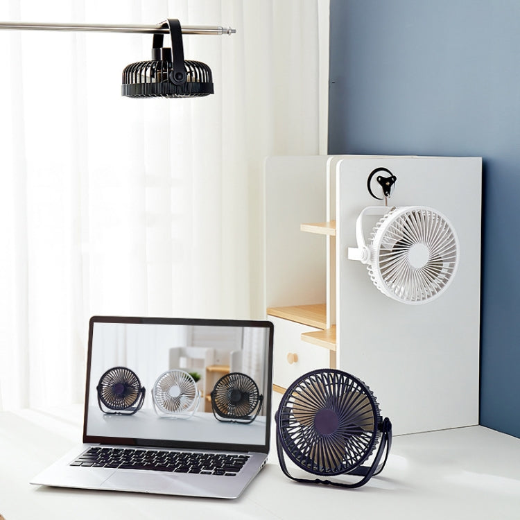 3-in-1 Electric Fan Wall Mounted Desktop Quiet Brushless Turbine Mini Fan, Style: USB Plug(White)