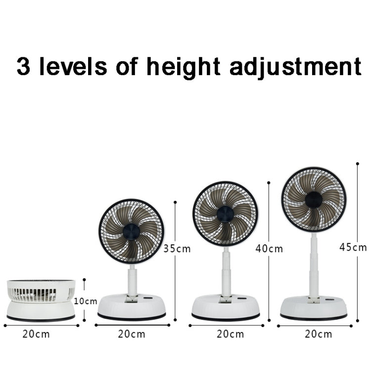 8-inch Portable Folding Telescopic Fan Can Shake Head with Timing & Remote Control(White 5400  mAh)