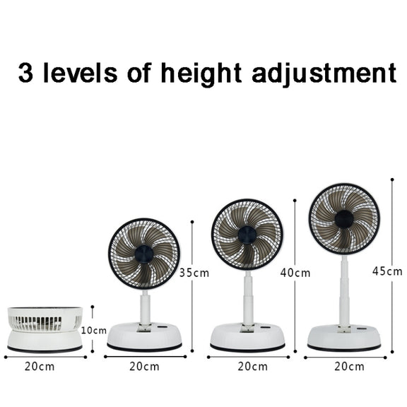 8-inch Portable Folding Telescopic Fan Can Shake Head with Timing & Remote Control(White 5400  mAh)