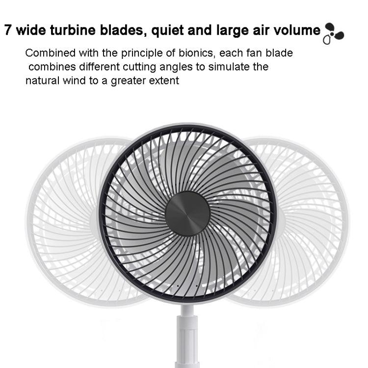 8-inch Portable Folding Telescopic Fan Can Shake Head with Timing & Remote Control(White 5400  mAh)