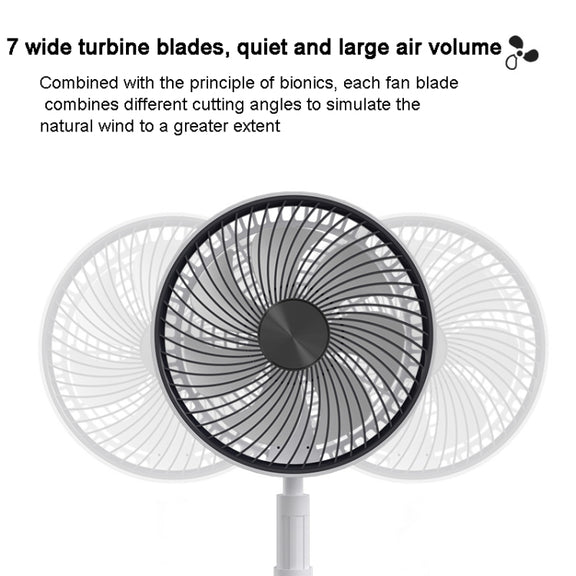 8-inch Portable Folding Telescopic Fan Can Shake Head with Timing & Remote Control(White 5400  mAh)