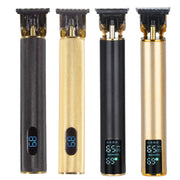 USB Rechargeable Digital Display Engraving Ceramic Knife Electric Hair Clipper(Digital Display Gold)