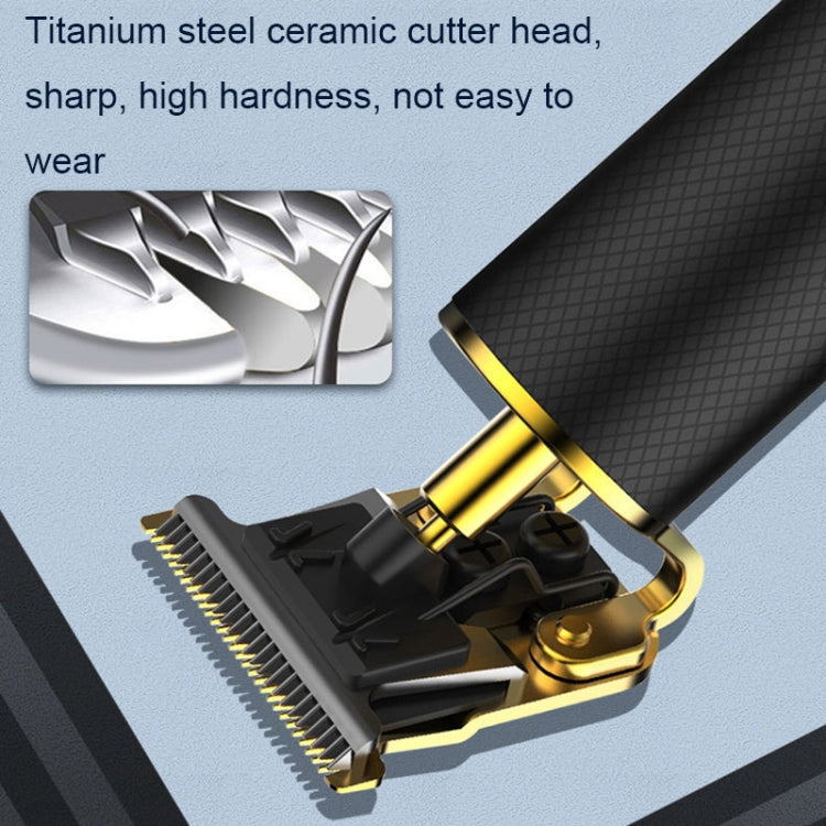USB Rechargeable Digital Display Engraving Ceramic Knife Electric Hair Clipper(Gold)