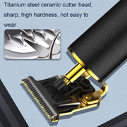 USB Rechargeable Digital Display Engraving Ceramic Knife Electric Hair Clipper(Gold)