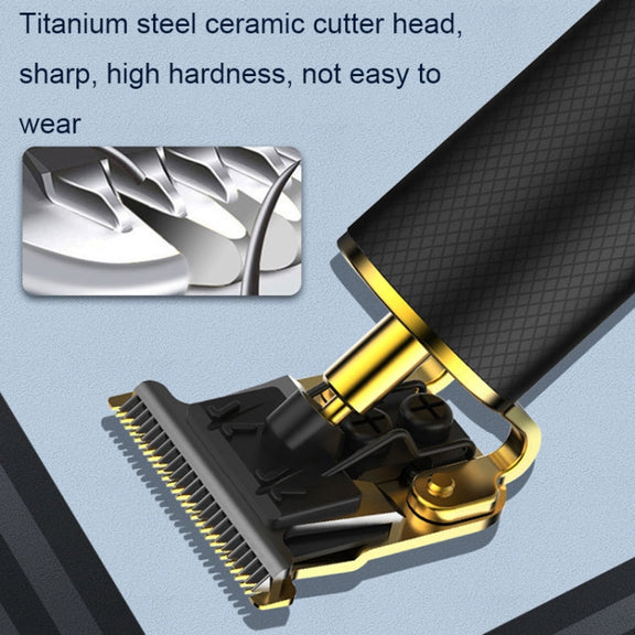 USB Rechargeable Digital Display Engraving Ceramic Knife Electric Hair Clipper(Gold)