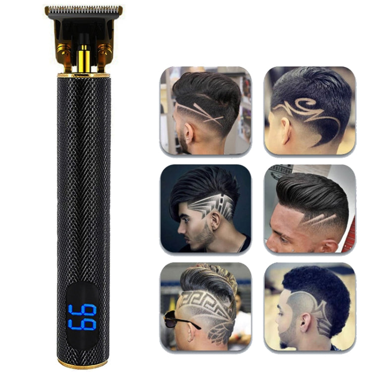 USB Rechargeable Digital Display Engraving Ceramic Knife Electric Hair Clipper(Digital Display Black)