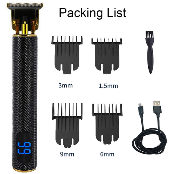 USB Rechargeable Digital Display Engraving Ceramic Knife Electric Hair Clipper(Digital Display Black)
