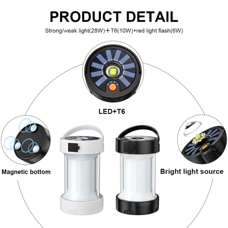 Camping Lantern Outdoor Solar Emergency Lights Multifunctional Tent Light(White)