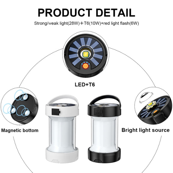 Camping Lantern Outdoor Solar Emergency Lights Multifunctional Tent Light(Hourglass White)