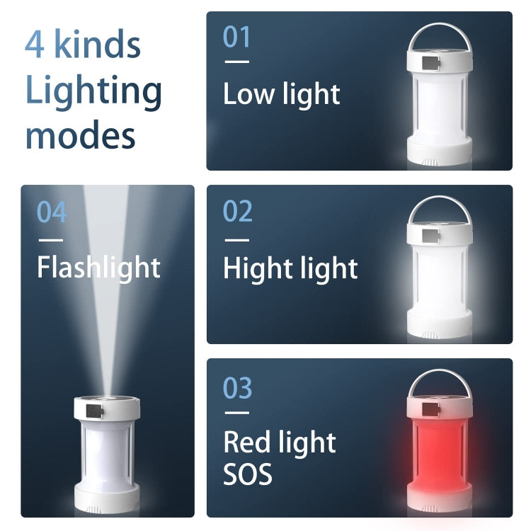 Camping Lantern Outdoor Solar Emergency Lights Multifunctional Tent Light(Hourglass White)