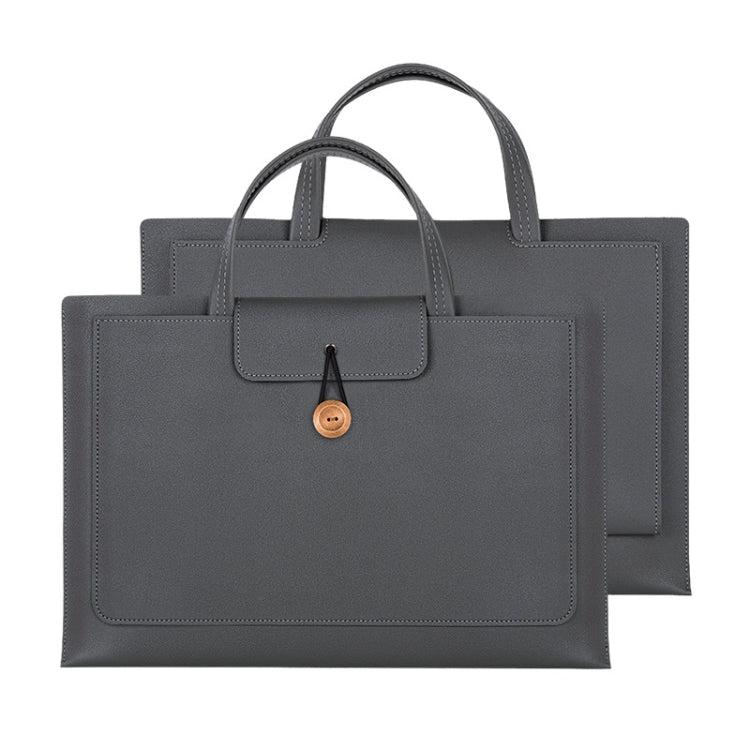 13.3/14 inch Elastic Button Laptop Water-resistant PU Handbag(Grey)