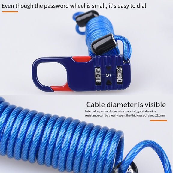 Helmet Anti Theft Password Lock Motorcycle Car Basket Soft Lock(Blue)