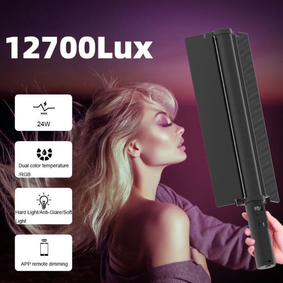 24W 72 LEDs Handheld Full-color RGB Stick Light Photography Light with Barndoor