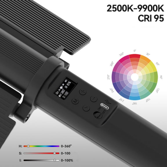 24W 72 LEDs Handheld Full-color RGB Stick Light Photography Light with Barndoor