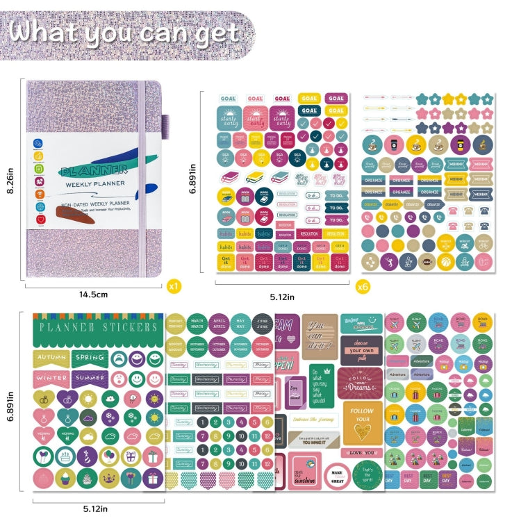 A5 Starry Sky Undated Planner Journal Financial Notebook(Purple)