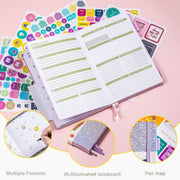 A5 Starry Sky Undated Planner Journal Financial Notebook(Purple)