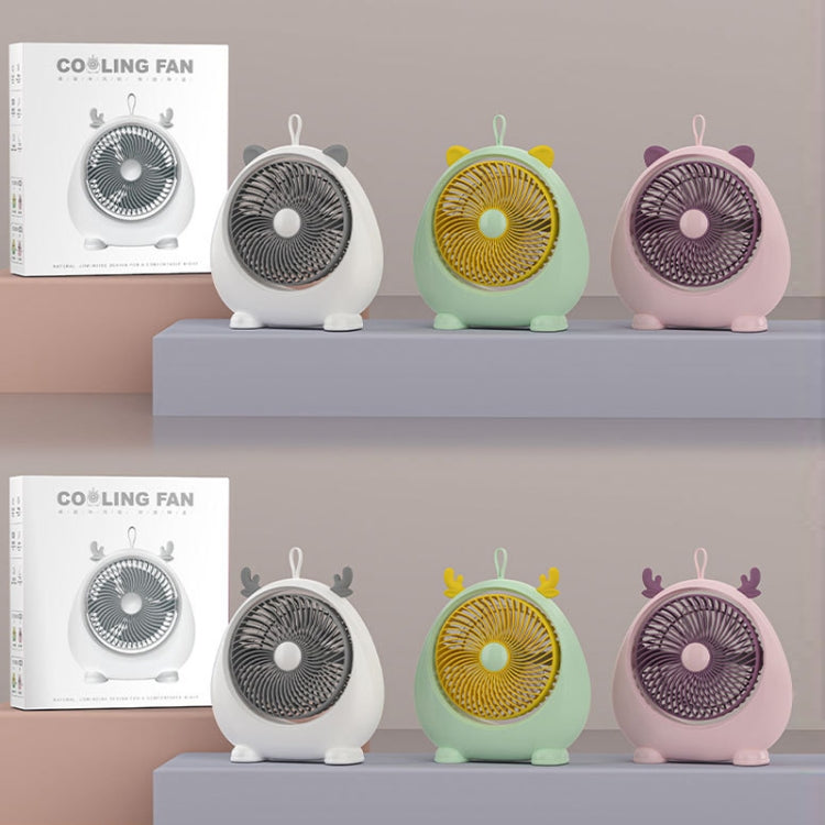 Dormitory Portable Animal Ear Desktop Electric Fan, Style: Charging Version Green