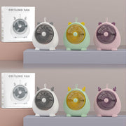 Dormitory Portable Animal Ear Desktop Electric Fan, Style: Charging Version Green