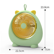 Dormitory Portable Animal Ear Desktop Electric Fan, Style: Charging Version Green