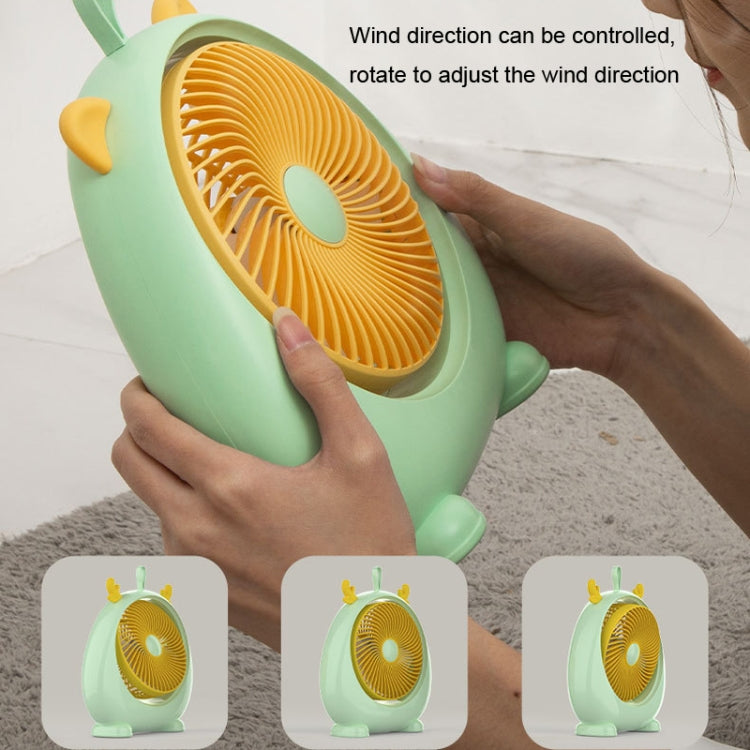 Dormitory Portable Animal Ear Desktop Electric Fan, Style: Charging Version Green
