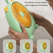 Dormitory Portable Animal Ear Desktop Electric Fan, Style: Charging Version Green