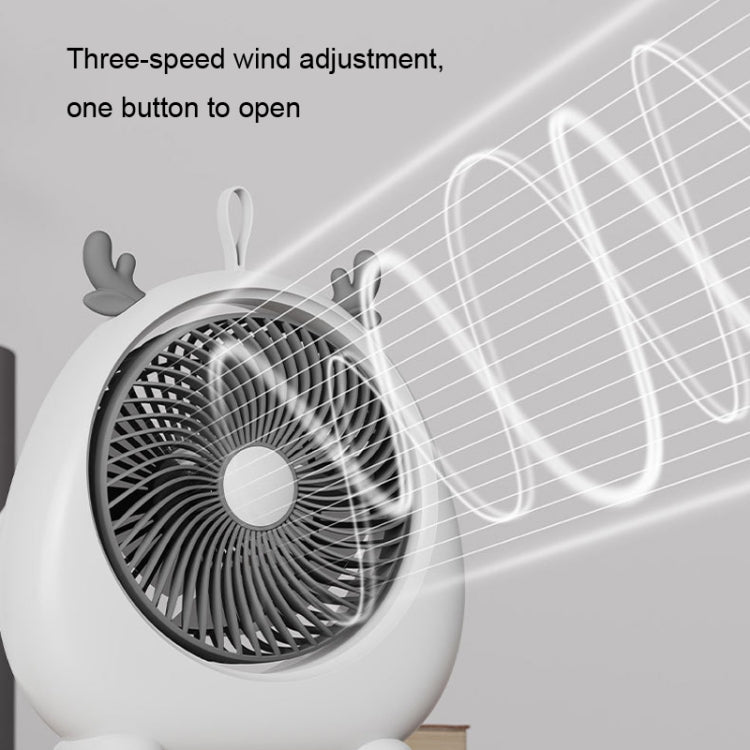 Dormitory Portable Animal Ear Desktop Electric Fan, Style: Charging Version Green