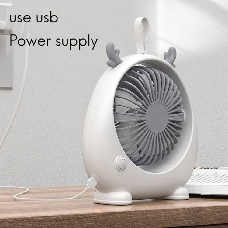 Dormitory Portable Animal Ear Desktop Electric Fan, Style: Charging Version Green