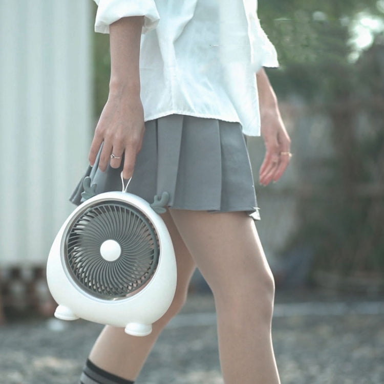 Dormitory Portable Animal Ear Desktop Electric Fan, Style: Charging Version Green