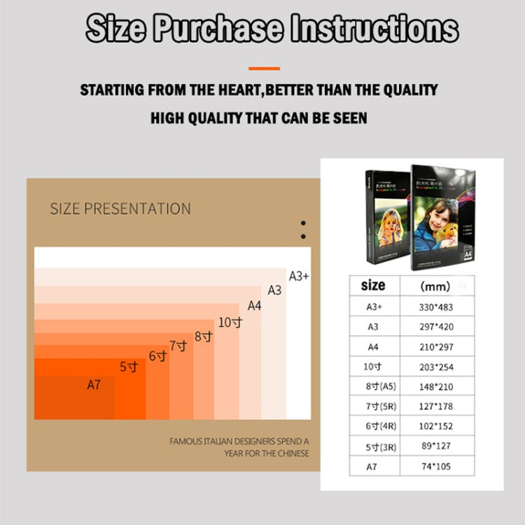 A3 20 Sheets  260g Water-resistant RC Photo Paper for Brother/Epson/Lenovo/HP/Canon Inkjet Printers(Silk Surface)