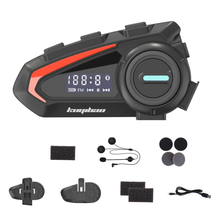 KUQIBAO Motorcycle Helmet Water-resistant Bluetooth-compatible Headset With Screen(Hard Microphone)