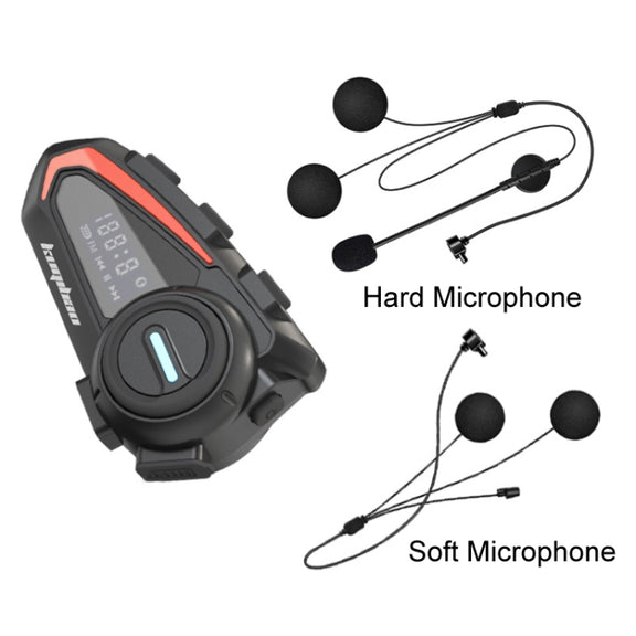 KUQIBAO Motorcycle Helmet Water-resistant Bluetooth-compatible Headset With Screen(Hard Microphone)