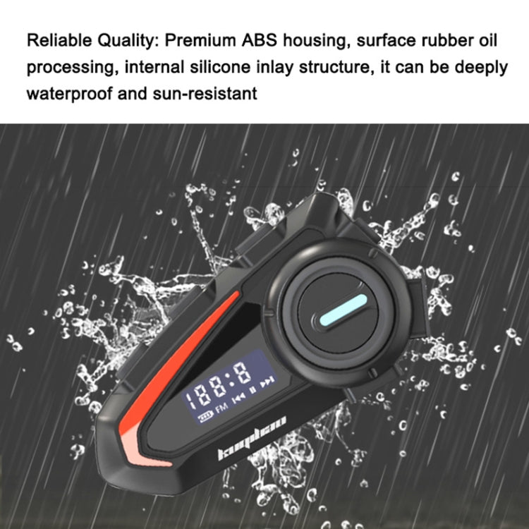 KUQIBAO Motorcycle Helmet Water-resistant Bluetooth-compatible Headset With Screen(Hard Microphone)